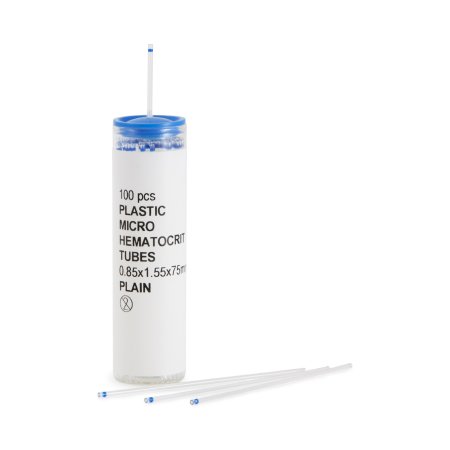 McKesson McKesson Capillary Blood Collection Tube Micro-hematocrit Plain 75 mm Length 40 ÂµL Blue Stripe Without Closure Plastic Tube - Box of 10 - 554-BX