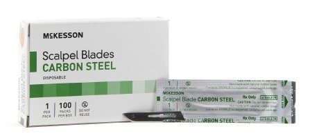 McKesson Surgical Blade McKesson Brand Carbon Steel No. 10 Sterile Disposable Individually Wrapped - Case of 50 - 1632-CS