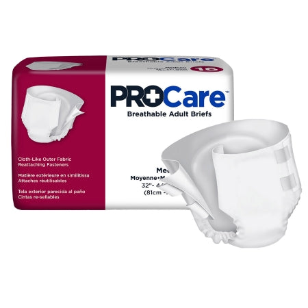 First Quality Unisex Adult Incontinence Brief ProCare™ Medium Disposable Heavy Absorbency - Bag of 16 - CRB-012/1-BG