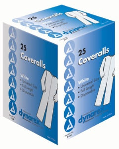 Dynarex Coverall One Size Fits Most White Disposable NonSterile - Case of 25 - 2149-CS
