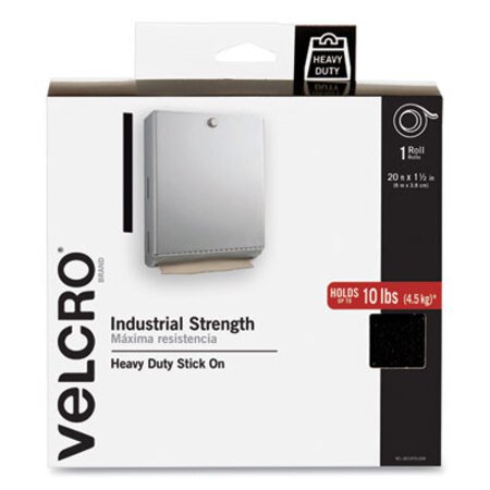 Velcro® Brand Industrial-Strength Heavy-Duty Fasteners with Dispenser Box, 2" x 15 ft, Black - Roll of 1 - VEK-90197-RL