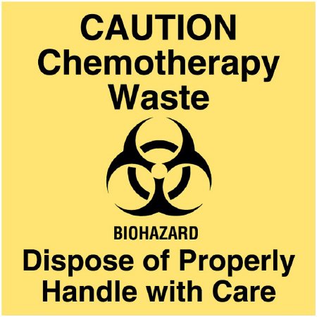 United Ad Label Pre-Printed Label RD SET™ Warning Label Yellow Paper Caution Chemotherapy Waste Black Caution 4-1/2 X 4-1/2 Inch - Pack of 50 - ULON310-PK
