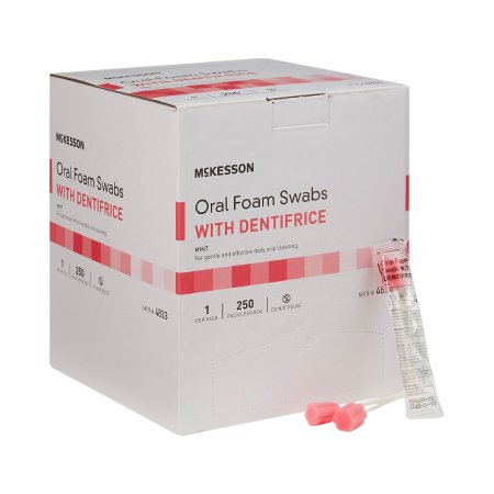 McKesson Oral Swabstick McKesson Foam Tip Dentifrice - Box of 250 - 4833-BX