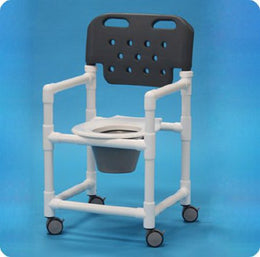 IPU Commode / Shower Chair Economy Fixed Arms PVC Frame With Backrest 300 lbs. Weight Capacity - Each - ESC 817 P B-EA