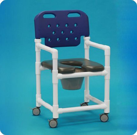 IPU Commode / Shower Chair Economy Fixed Arms PVC Frame With Backrest 300 lbs. Weight Capacity - Each - ESC OF817 P B-EA