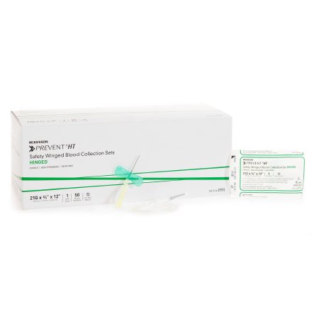 McKesson McKesson Prevent® Blood Collection Set 21 Gauge 3/4 Inch Needle Length Safety Needle 12 Inch Tubing Sterile - Case of 500 - 2193-CS