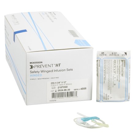 McKesson Infusion Set McKesson Prevent® 23 Gauge 3/4 Inch 12 Inch Tubing Without Port - Case of 500 - 4666-CS