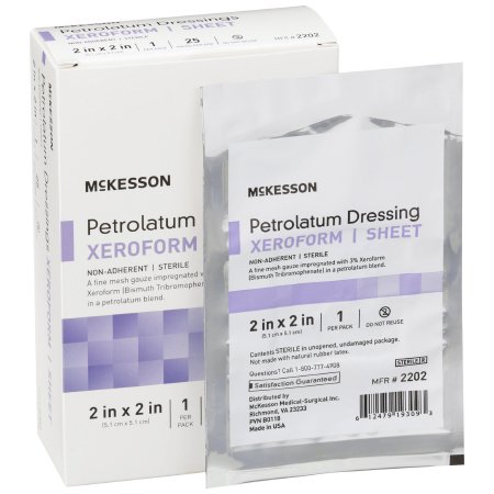 McKesson Xeroform Petrolatum Impregnated Dressing McKesson Square 2 X 2 Inch Sterile - Box of 25 - 2202-BX