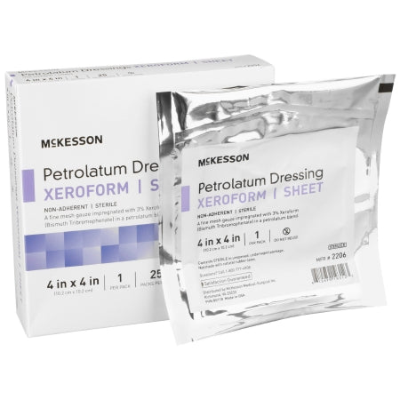 McKesson Xeroform Petrolatum Impregnated Dressing McKesson Square 4 X 4 Inch Sterile - Each - 2206-EA