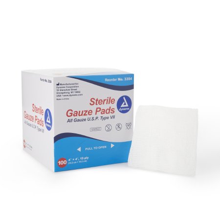 Dynarex Gauze Sponge Dynarex® 4 X 4 Inch 1 per Pack Sterile 12-Ply Square - Case of 12 - 3354-CS