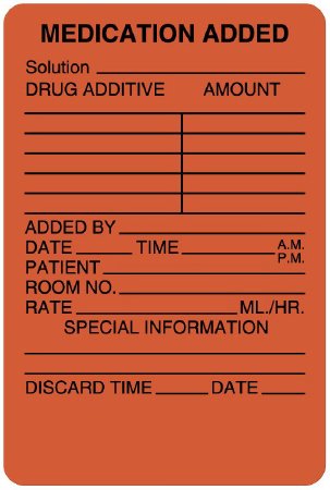 United Ad Label Pre-Printed Label UAL™ Anesthesia Label Fluorescent Red Paper Medication Added Patient_rm#_Drug_Amount_ Black Medication Instruction 2 X 3 Inch - Roll of 1 - ULIV301-RL