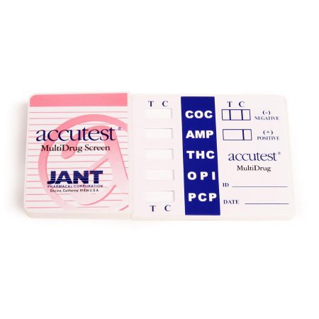 Jant Pharmacal Corp Drugs of Abuse Test Kit Accutest® 5-Drug Panel AMP, COC, OPI, mAMP/MET, THC Urine Sample 25 Tests CLIA Waived - Box of 25 - DS01AC425-BX
