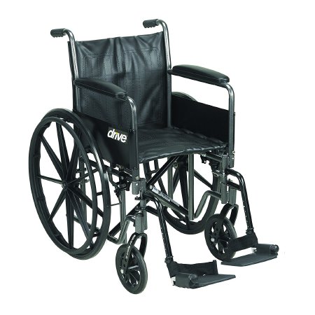 Drive Medical Wheelchair drive™ Silver Sport 2 Dual Axle Full Length Arm Swing-Away Footrest Black Upholstery 18 Inch Seat Width Adult 300 lbs. Weight Capacity - Each - SSP218DFA-SF-EA