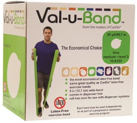 Fabrication Enterprises Exercise Resistance Band Val-u-Band® Lime 5 Inch X 50 Yard Level 3 Resistance - Each - 10-6123-EA