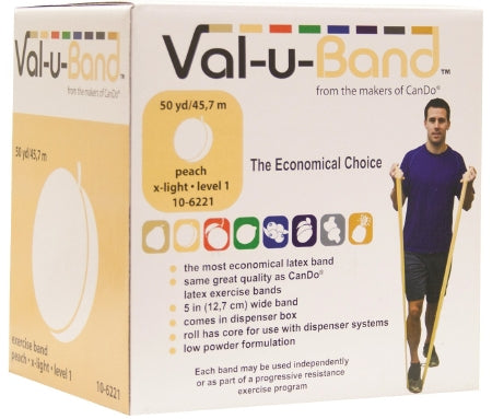 Fabrication Enterprises Exercise Resistance Band Val-u-Band® Low Powder Peach 5 Inch X 50 Yard Level 1 Resistance - Each - 10-6221-EA