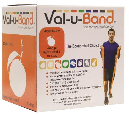 Fabrication Enterprises Exercise Resistance Band Val-u-Band® Low Powder Orange 5 Inch X 50 Yard Level 2 Resistance - Each - 10-6222-EA