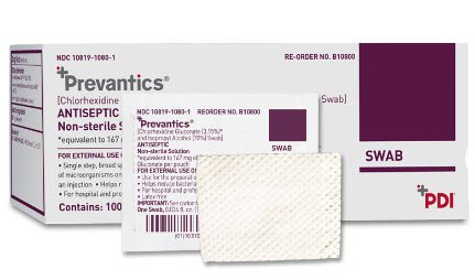 Fisher Scientific Antiseptic Prep Pad Prevantics® 3.15% / 70% Strength CHG (Chlorhexidine Gluconate) / Isopropyl Alcohol Individual Packet NonSterile - Pack of 100 - 23-100-110-PK