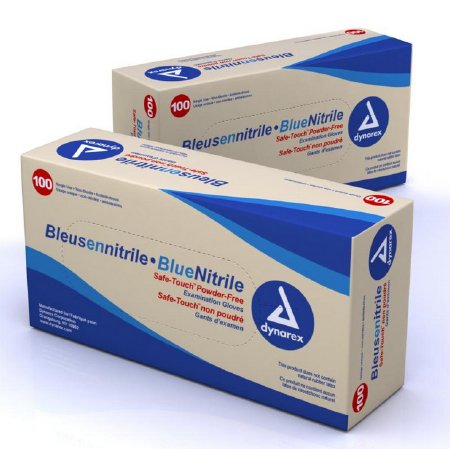 Dynarex Exam Glove Safe-Touch™ X-Large NonSterile Nitrile Standard Cuff Length Textured Fingertips Blue Not Rated - Case of 1000 - 2514-CS