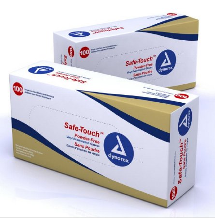 Dynarex Exam Glove Safe-Touch™ X-Large NonSterile Vinyl Standard Cuff Length Smooth Clear Not Rated - Case of 1000 - 2614-CS