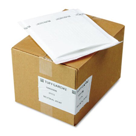 Sealed Air Jiffy TuffGard Self-Seal Cushioned Mailer, #2, Barrier Bubble Air Cell Cushion, Self-Adhesive Closure, 8.5 x 12, White, 25/CT - CT/1 - SEL-37713-CT