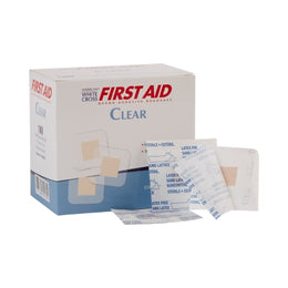 Dukal Adhesive Spot Bandage American® White Cross 1-1/2 X 1-1/2 Inch Plastic Square Sheer Sterile - Box of 1 - 1308033-BX
