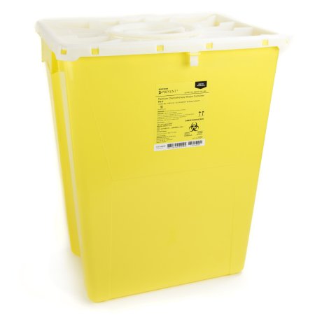 McKesson Chemotherapy Waste Container McKesson Prevent® Yellow Base 20-4/5 H X 17-3/10 W X 13 L Inch Vertical Entry 12 Gallon - Each - 2259-EA