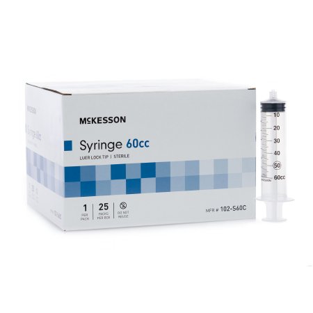 McKesson General Purpose Syringe McKesson Luer Lock Tip Without Safety - Box of 25 - 102-S60C-BX