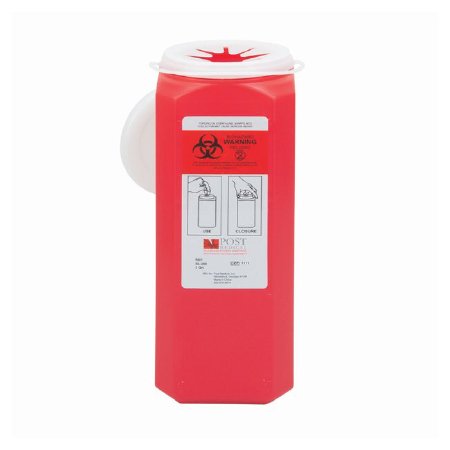 Post Medical Sharps Container Leaktight Red Base Vertical Entry 0.5 Gallon - Case of 15 - SL200-CS
