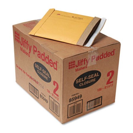 Sealed Air Jiffy Padded Mailer, #2, Paper Padding, Self-Adhesive Closure, 8.5 x 12, Natural Kraft, 100/Carton - CT/1 - SEL-67068-CT