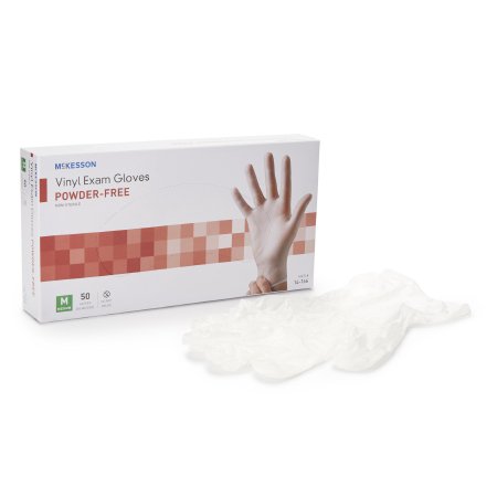 McKesson Exam Glove McKesson Confiderm® Medium NonSterile Vinyl Standard Cuff Length Smooth Clear Not Rated - Case of 1000 - 14-166-CS