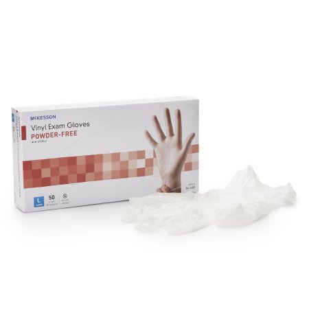 McKesson Exam Glove McKesson Confiderm® Large NonSterile Vinyl Standard Cuff Length Smooth Clear Not Rated - Case of 1000 - 14-168-CS