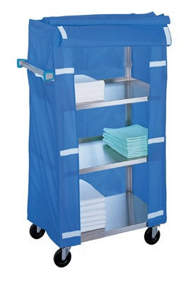 Lakeside Manufacturing Linen Cart with Cover 4 Shelves 500 lbs. Weight Capacity Stainless Steel 5 Inch Casters, 2 Fixed, 2 Swivel - Each - 470-EA