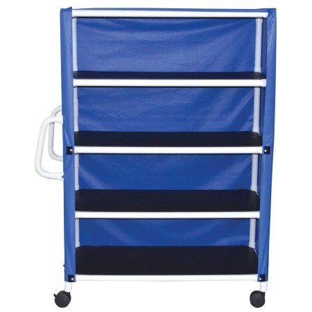 MJM International Linen Cart with Cover 4 Shelves 175 lbs. per Shelf Weight Capacity PVC 4 Inch Twin Casters - Each - 350-24-4C-EA