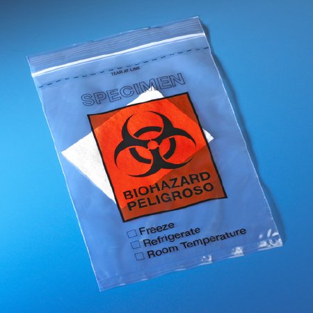 Globe Scientific Specimen Transport Bag with Document Pouch and Absorbent Pad 6 X 10 Inch Zip Closure Biohazard Symbol / Storage Instructions NonSterile - Case of 500 - 4922-CS