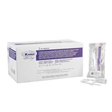 Kawasumi Laboratories K-Shield® Advantage Blood Collection Set with Holder 23 Gauge 3/4 Inch Needle Length Safety Needle 12 Inch Tubing Sterile - Case of 100 - DBMH-23G-CS