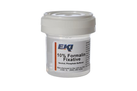 EK Industries Inc Prefilled Formalin Container 10 mL Fill in 20 mL (0.67 oz.) Screw Cap Warning Label / Patient Information NonSterile - Case of 100 - 24499-100X20ML-CS