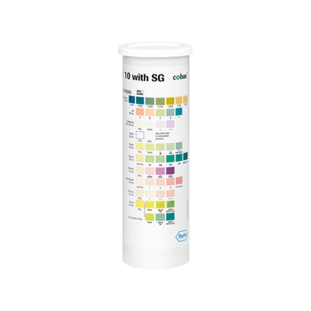 Roche Diagnostics Reagent Test Strip Chemstrip® Bilirubin, Blood, Glucose, Ketones, Leukocytes, Nitrite, pH, Protein, Specific Gravity, Urobilinogen For Urinalysis 100 per Bottle - Box of 1 - 11895362160-BX