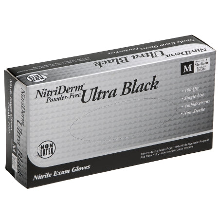 Innovative Healthcare Corp Exam Glove NitriDerm® Ultra Black Medium NonSterile Nitrile Standard Cuff Length Textured Fingertips Black Chemo Tested / Fentanyl Tested - Case of 1000 - 187200-CS