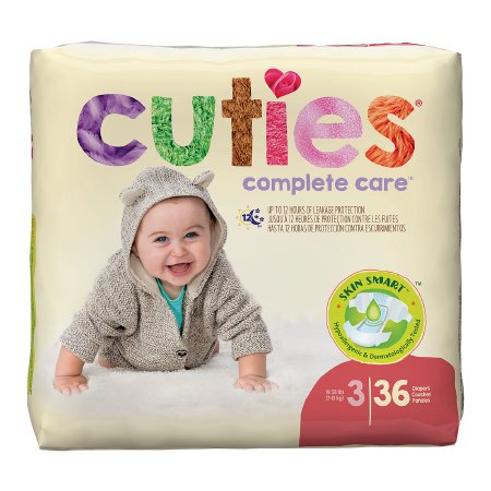 First Quality Unisex Baby Diaper Cuties® Size 3 Disposable Heavy Absorbency - Case of 4 - CR3001-CS