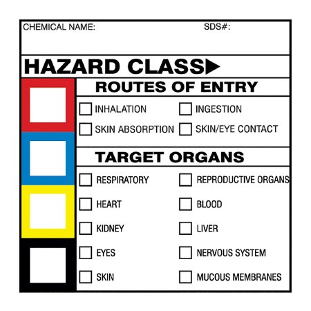 Medical Safety Systems Pre-Printed Label WorkSafe™ Warning Label Blue / Red / White / Yellow Hazard Class / Symbol Color Block Biohazard 2 X 2 Inch - Box of 100 - 510-51020100-BX