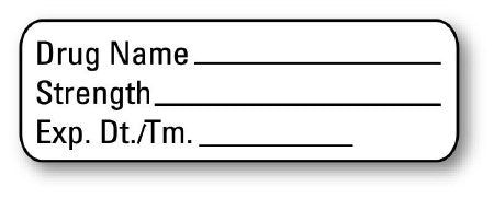 United Ad Label Pre-Printed / Write On Label UAL™ Anesthesia Label White Paper Drug Name_ Strength_Exp_ Black Syringe Label 1/2 X 1-1/2 Inch - Roll of 610 - ULAL900-RL