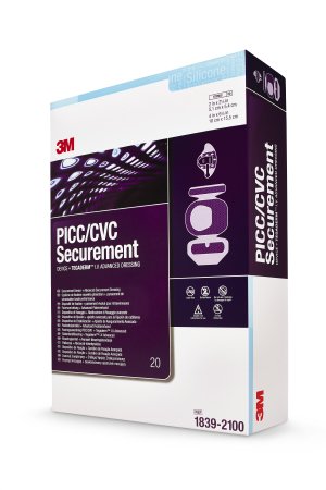 3M PICC/CVC Securement Device + Tegaderm™ I.V. Advanced Securement Dressing 3M™ Tegaderm™ Film 4 X 6-1/8 Inch Sterile - Each - 1839-2100-EA