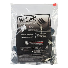 North American Rescue Exam Glove Black Talon® Large NonSterile Nitrile Extended Cuff Length Fully Textured Black Not Rated - Pack of 25 - ZZ-0216-PK