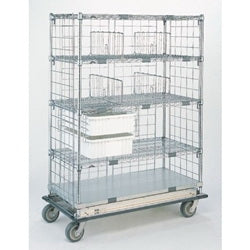 Intermetro Industries Exchange Cart Super Adjustable™ Chrome 24 X 48 X 72 Inch 4 Wire Shelves, One Solid Shelf, Chrome Plated - Each - ECM55XC-EA