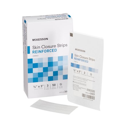 McKesson Skin Closure Strip McKesson 1/4 X 3 Inch Nonwoven Material Reinforced Strip White - Case of 200 - 3007-CS