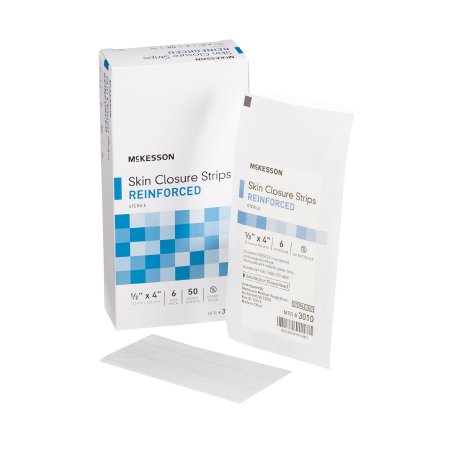 McKesson Skin Closure Strip McKesson 1/2 X 4 Inch Nonwoven Material Reinforced Strip White - Box of 50 - 3010-BX