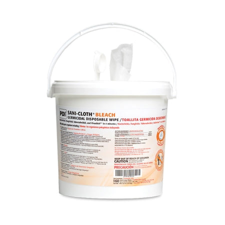 Professional Disposables Sani-Cloth® Bleach Surface Disinfectant Cleaner Premoistened Germicidal Manual Pull Wipe 160 Count Pail Chlorine Scent NonSterile - Case of 2 - P7007P-CS