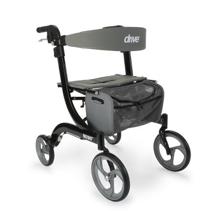 Drive Medical 4 Wheel Rollator drive™ Nitro Black Adjustable Height / Folding Aluminum Frame - Each - RTL10266BK-EA