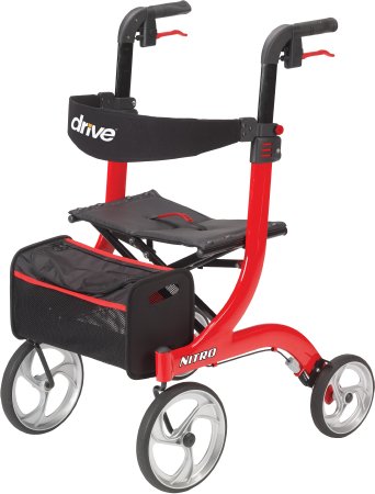 Drive Medical 4 Wheel Rollator drive™ Nitro White Adjustable Height / Folding Aluminum Frame - Each - RTL10266WT-EA
