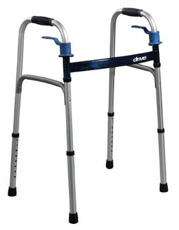 Drive Medical Dual Release Folding Walker Adjustable Height drive™ Deluxe Aluminum Frame 350 lbs. Weight Capacity 25-1/2 to 32-1/2 Inch Height - Case of 4 - 10225-4-CS